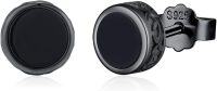 wholesale 925 Sterling Silver Round Black Onyx Stud Earrings - Mens & Womens Fashion s-B