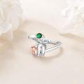 wholesale 925 Sterling Silver Green Crystal Elephant Ring with I Love You Forever Engraving - Adjustable Size  for Women-0-3