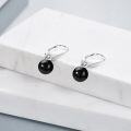 wholesale 925 Sterling Silver Black Onyx Ball Leverback Dangle Drop Earrings for Women-0-2
