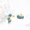 wholesale 925 Sterling Silver Turquoise Double Ball Stud Earrings with Gold Plated Claw Design-0-3