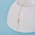 wholesale 14k Gold Sideways Faith Cross Bracelet for Women Adjustable Chain 6.5 - 8.5-0-1