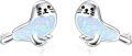 wholesale 925 Sterling Silver 925 White Opal Seal Stud Earrings for Women - Adorable Hypoallergenic s-0-0