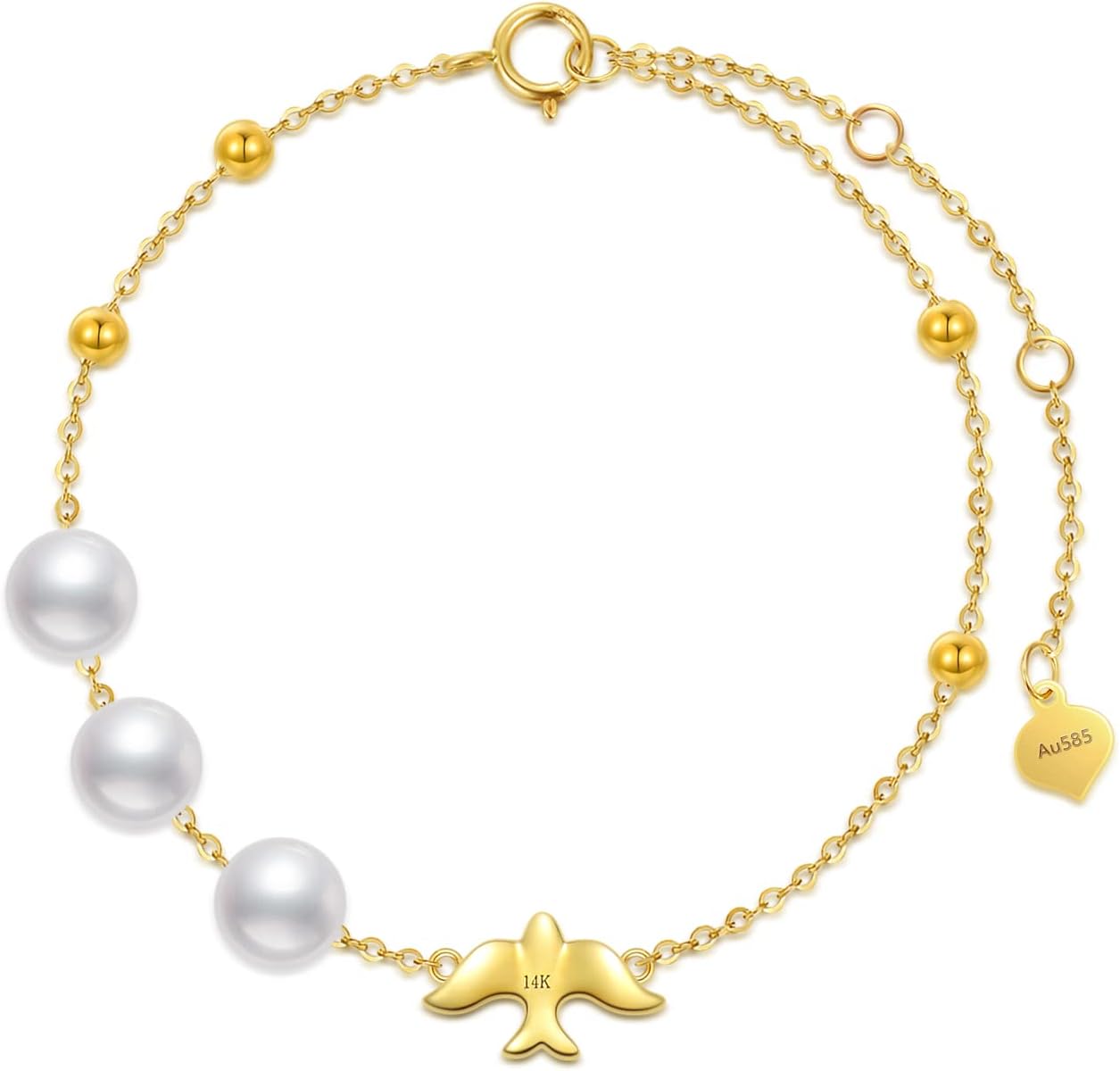 wholesale 14K Gold Cultured Pearl Bracelet for Women 6 8 -0-0