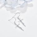 wholesale 925 Sterling Silver Cross Heartbeat Dangle Earrings-0-1