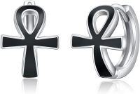 wholesale 925 Sterling Silver Ankh Symbol Stud Earrings for Men - Father's Day Gifts for Dads and Husbands-Ankh Cross Earrings 001