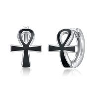 wholesale 925 Sterling Silver Ankh Symbol Stud Earrings for Men - Father's Day Gifts for Dads and Husbands-Ankh Cross Earrings 001