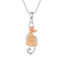 wholesale 925 Sterling Silver Rose Gold Plated Ballet Dancer with Treble Clef Musical Notes Pendant Necklace-4-Violin