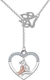 wholesale TOUPOP Wolf Necklace Sterling Silver Wolf Paw Y Pendant Necklace Birthday Christmas Friendship Valentines Mothers Day Jewelry For Women Wolf Loves -undefined