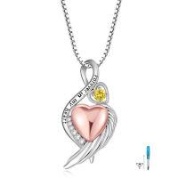 wholesale 925 Sterling Silver Cross Memorial Urn Necklace Wholesale With Wings And Heart Crystals-Infinity-November