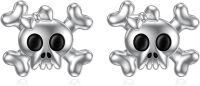 wholesale 925 Sterling Silver Skull Bowknot Stud Earrings Hypoallergenic  for Women-Skull