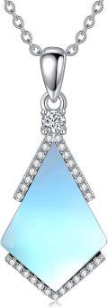 wholesale 925 Sterling Silver Cubic Zirconia Accent Triangle Pendant with Lapis Lazuli and Blue Stone Elements Necklaces-0-6