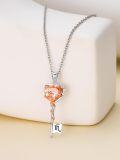 wholesale  Sterling Silver Birthstone Zodiac Necklace for Women Rose Flower Key Pendant Wife Gift -0-2