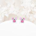 wholesale 925 Sterling Silver Koala Heart Stud Earrings for Women Girls Gift Pink Bowknot Charm Jewelry Accessories-0-3