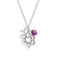 wholesale 925 Sterling Silver Daisy Child of God Necklace for Girls Baptism Communion Birthday-Simulated Amethyst