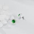 wholesale 925 Sterling Silver Green Moss Agate Stud Earrings-0-9