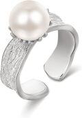wholesale Sterling Silver Real Natural Freshwater Pearl Adjustable Ring Women-0-0