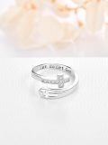 wholesale 925 Sterling Silver Cross Faith Rings Wholesale With Gold Accent-0-1
