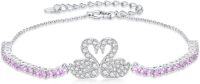 wholesale 925 Sterling Silver Swan Pink Gemstone Bracelet for Women-Contemporary