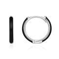 wholesale 925 Sterling Silver Huggie Hoop Earring Wholesale Black Enamel-0-0