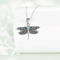 wholesale 925 Sterling Silver Dragonfly Blue Stone Insect Charm Pendant Necklace-0-2