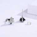 wholesale 925 Sterling Silver Black Onyx Triangle Stud Earrings with Celtic Knot Design-0-1