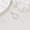wholesale 925 Sterling Silver Teardrop Simulated Pearl and Cubic Zirconia Vintage Pendant Necklace for Women & Girls Gifts-0-2