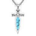 wholesale 925 Sterling Silver Celtic Cross Abalone Shell Dagger Pendant Necklace for Men Women Vintage Gothic s 48cm Chain Length-0-6
