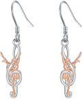 wholesale 925 Sterling Silver Ballerina Treble Clef Dangle Earrings - Hypoallergenic Gift for Her-0-0