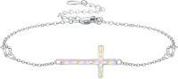 wholesale 925 Sterling Silver Cross Opal Infinity Chain Bracelet for Women (Adjustable)-Cross