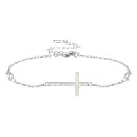 wholesale 925 Sterling Silver Cross Opal Infinity Chain Bracelet Wholesale for Women (Adjustable)-Cross