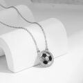 wholesale 925 Sterling Silver Black and White Soccer Ball Pendant Necklace for Sports Lovers-0-1