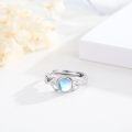 wholesale 925 Sterling Silver Moss Agate Leaf Moonstone Adjustable Open Ring for Women-0-1
