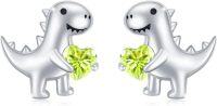 wholesale Sterling Silver Hypoallergenic Dinosaur Stud Earrings for Women-H-Aug-Peridot
