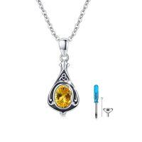 wholesale 925 Sterling Silver Urn Necklace Cremation Ashes Pendant Memorial Jewelry for Women Men Girls Boys-Celtic-November-Citrine