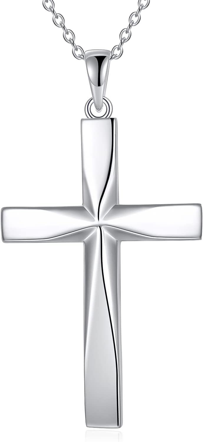 925 Sterling Silver Origami Cross Pendant Necklace - Religious  for Women & Men-0-0