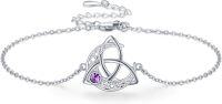 wholesale 925 Sterling Silver Birthstone Bracelet for Women Celtic Charm Jewelry Gift-02-Feb-Amethyst
