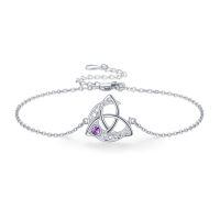 wholesale 925 Sterling Silver Birthstone Bracelet for Women Celtic Charm Jewelry Gift-02-Feb-Amethyst