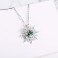 wholesale 925 Sterling Silver Green Jade Snowflake Pendant Necklace for Women - I Love You to the Moon and Back-0-1