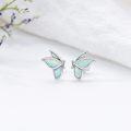wholesale 925 Sterling Silver Butterfly Stud Earrings with White Opal Inlay Animal Lovers s for Women-0-1