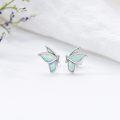 wholesale 925 Sterling Silver Butterfly Stud Earrings with White Opal Inlay Animal Lovers s for Women-0-1