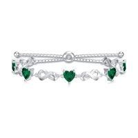wholesale 925 Sterling Silver 12 Gemstone Infinity Love Birthstone Bracelet Heart Cut Adjustable for Women Mother Daughter Wife-May-Emerald Green