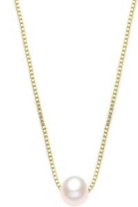 wholesale 14K Gold Chain with Freshwater Pearl Pendant (8mm) - Elegant Minimalist Design-Yellow Gold