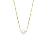 wholesale 14k White Gold Simple Freshwater Pearl Necklace-Yellow Gold