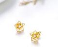 wholesale 14K Solid Floral Diamond Stud Earrings - Elegant s for Women-0-1