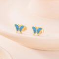 wholesale 14K Gold Turquoise and Blue Opal Butterfly Stud Earrings for Women-0-4