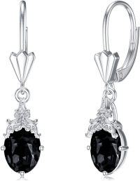 wholesale 925 Sterling Silver Crystal Teardrop Dangle Earrings Valentine s Birthday Gifts for Her-A 12-Black