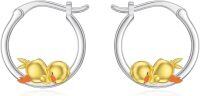 wholesale 925 Sterling Silver Sleeping Ducks Round Hoop Earrings for Women Girls Gift Idea-Duck Earrings