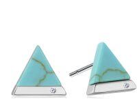 wholesale 925 Sterling Silver Triangle Turquoise & Cubic Zirconia Stud Earrings for Women (1 ct)-Sterling Silver