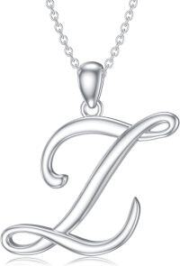 wholesale Sterling Silver 26 Letter Pendant Necklace-white gold plated-Letter Z