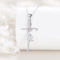 wholesale 925 Sterling Silver Faith Cross Pink Ribbon Necklace for Women - Breast & Ovarian Cancer Awareness Jewelry-0-1